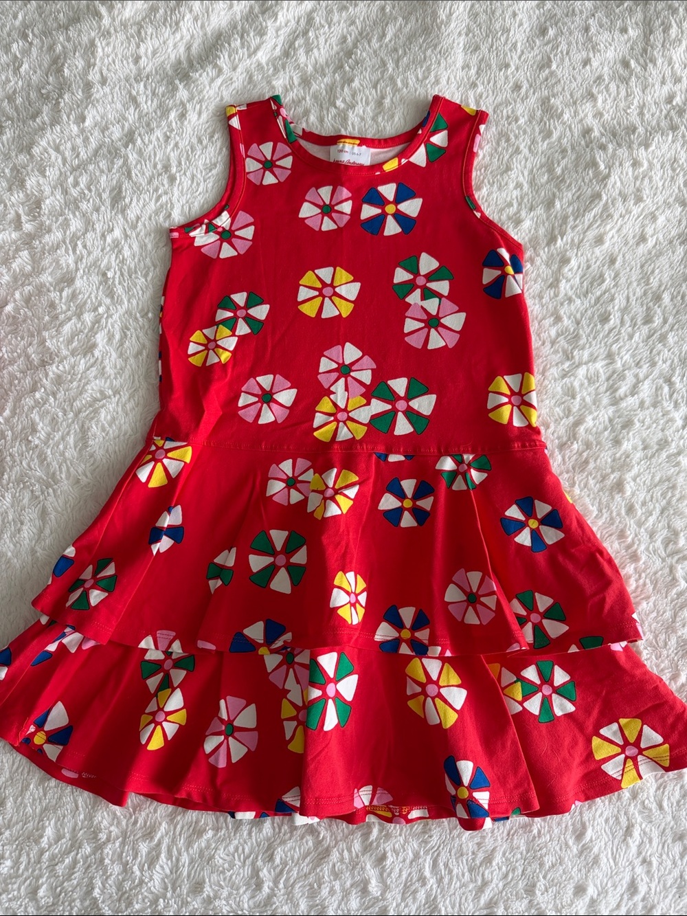 Hanna Andersson girls size 6-7 red beach umbrella print sleeveless knit dress